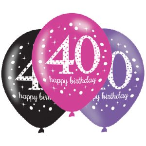 Latexové balóny narodeninové číslo 40 - ružová párty 6 ks