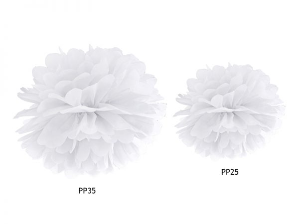 Pompom v tvare bieleho kvetu 35 cm-2