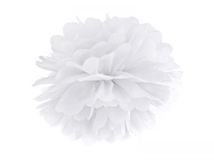 Pompom v tvare bieleho kvetu 35 cm