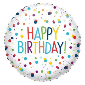 Fóliový balón Happy Birthday - konfety