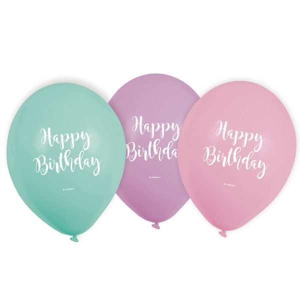 Latexové balóny Happy Birthday pastelové 6 ks