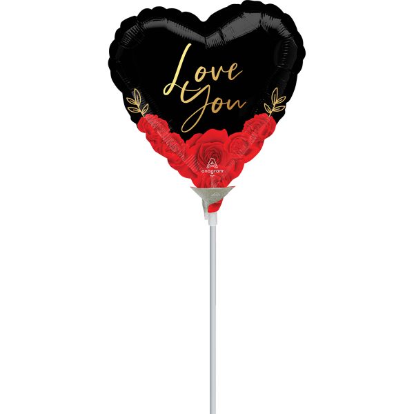 Mini fóliový balón - Srdiečko s ružami Love you