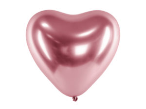 Balónik chrómový - ružové srdce 30 cm