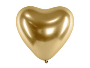 Balónik chrómový - zlaté srdce 30 cm
