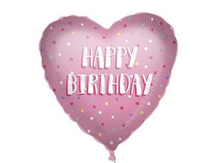 Fóliový balón - Happy Birthday Ružové srdce 46 cm