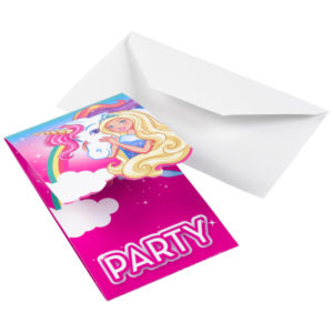 Pozvánky a obálky - Barbie Dreamtopia 8 ks
