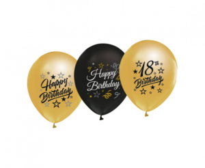 Latexové balóniky číslo 18 - čierno zlaté 5 ks