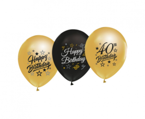 Latexové balóniky  číslo 40 - čierno zlaté 5 ks