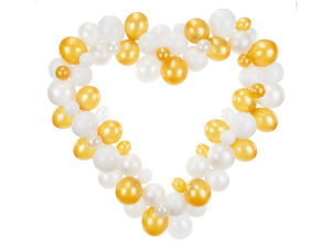 Balónová girlanda - Bielo/zlaté srdce 160 cm