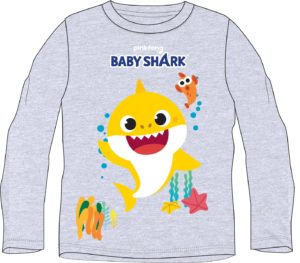 EPlus Chlapčenské tričko s dlhým rukávom - Baby Shark sivé Veľkosť - deti: 92
