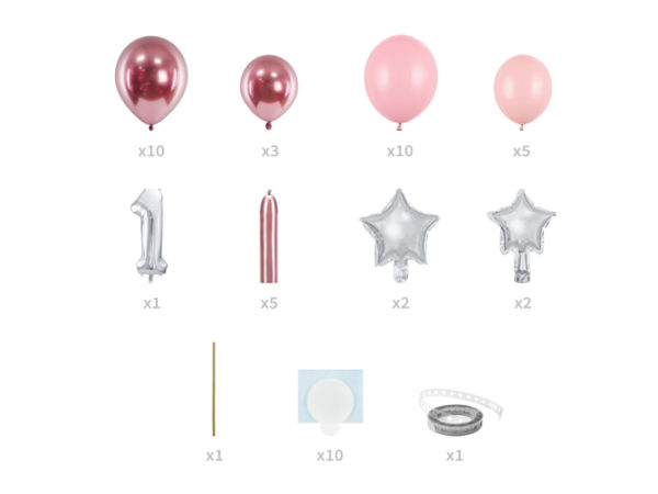 Balónová kytica - Prvé narodeniny ružová-2