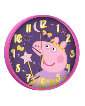 Euroswan Nástenné hodiny - Peppa Pig ružovo-fialové