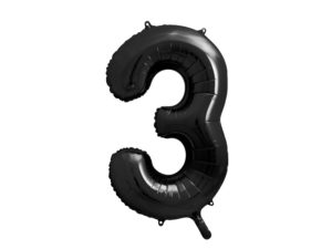 Fóliový balón narodeninové číslo 3 čierny 86 cm