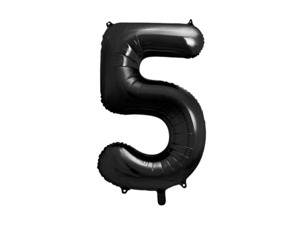 Fóliový balón narodeninové číslo 5 čierny 86 cm