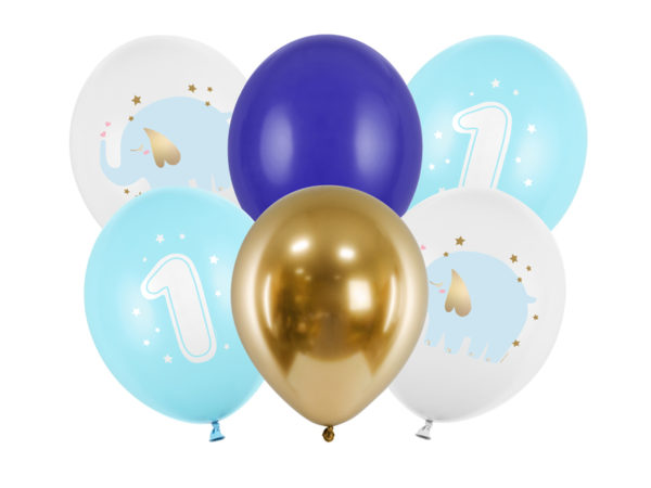Latexové balóny - Prvé narodeniny sloník modré 6 ks