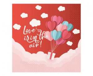 Servítky - Love Is In The Air červené 33 x 33 cm 20 ks