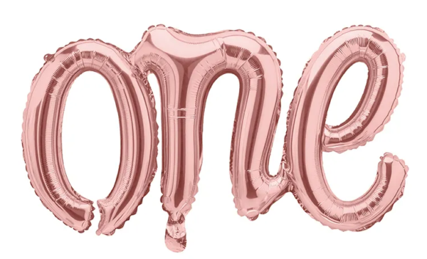Fóliový balón - One ružovozlatý 66 x 37 cm
