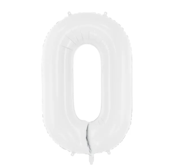 Balónik fóliový narodeninové číslo 0 biely 86 cm