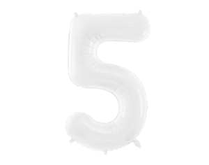 Balónik fóliový narodeninové číslo 5 biely 86 cm