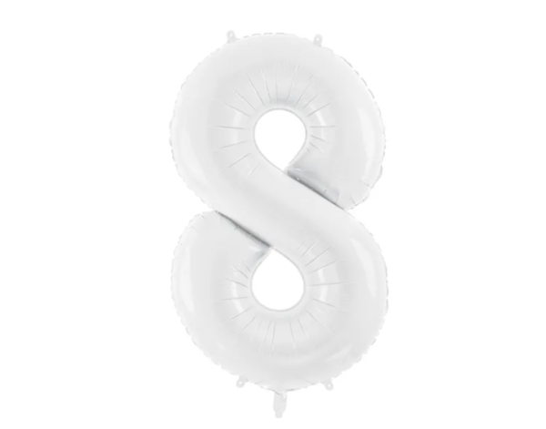 Balónik fóliový narodeninové číslo 8 biely 86 cm