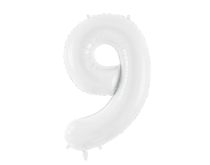 Balónik fóliový narodeninové číslo 9 biely 86 cm