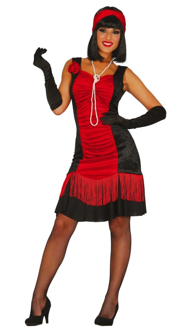 Dámsky kostým - Charleston červeno-čierny Veľkosť - dospelý: L