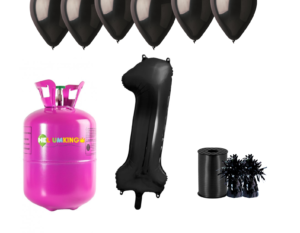 Hélium párty set na 1. narodeniny s čiernymi balónmi