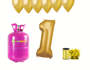 Hélium párty set na 1. narodeniny so zlatými balónmi