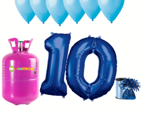 Hélium párty set na 10. narodeniny s modrými balónmi