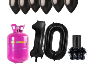 Hélium párty set na 10. narodeniny s čiernymi balónmi