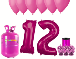 Hélium párty set na 12. narodeniny s ružovými balónmi