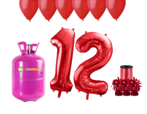 Hélium párty set na 12. narodeniny s červenými balónmi