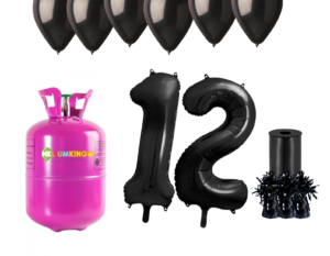 Hélium párty set na 12. narodeniny s čiernymi balónmi
