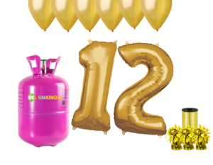 Hélium párty set na 12. narodeniny so zlatými balónmi