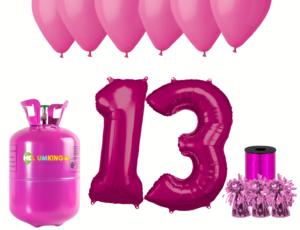 Hélium párty set na 13. narodeniny s ružovými balónmi