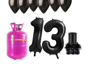 Hélium párty set na 13. narodeniny s čiernymi balónmi