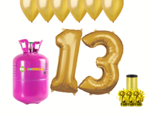 Hélium párty set na 13. narodeniny so zlatými balónmi