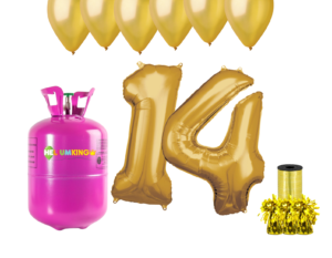 Hélium párty set na 14. narodeniny so zlatými balónmi
