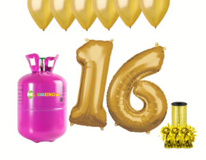 Hélium párty set na 16. narodeniny so zlatými balónmi