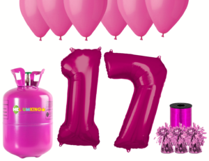 Hélium párty set na 17. narodeniny s ružovými balónmi