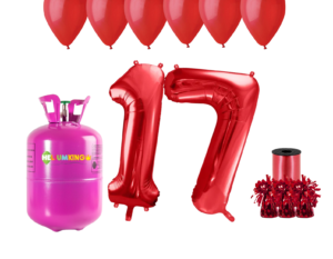 Hélium párty set na 17. narodeniny s červenými balónmi