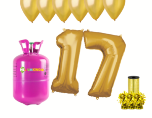 Hélium párty set na 17. narodeniny so zlatými balónmi
