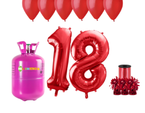 Hélium párty set na 18. narodeniny s červenými balónmi