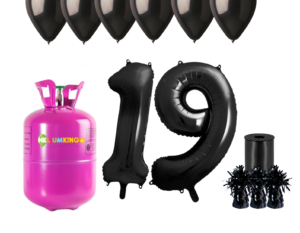 Hélium párty set na 19. narodeniny s čiernymi balónmi