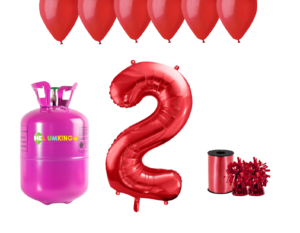 Hélium párty set na 2. narodeniny s červenýmií balónmi