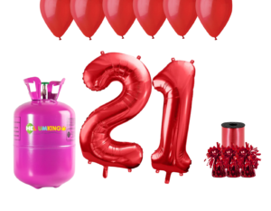 Hélium párty set na 21. narodeniny s červenými balónmi