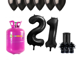 Hélium párty set na 21. narodeniny s čiernymi balónmi