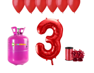 Hélium párty set na 3. narodeniny s červenými balónmi