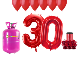 Hélium párty set na 30. narodeniny s červenými balónmi