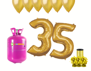 Hélium párty set na 35. narodeniny so zlatými balónmi